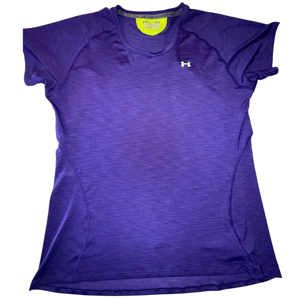 Under Armour HeatGear Womens Large Purple Space Dye Short Sleeve Workout T-Shirt